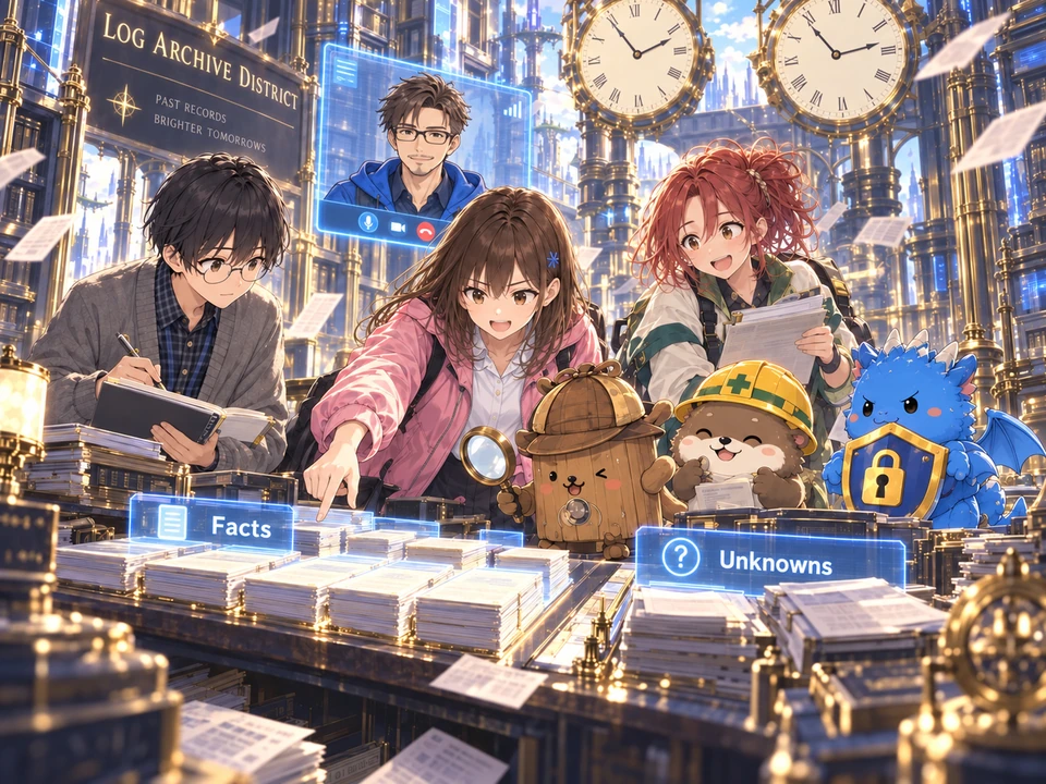 Mana and her companions organize known and unknown facts after meeting Logrin; Dr. Tokimoto joins remotely.