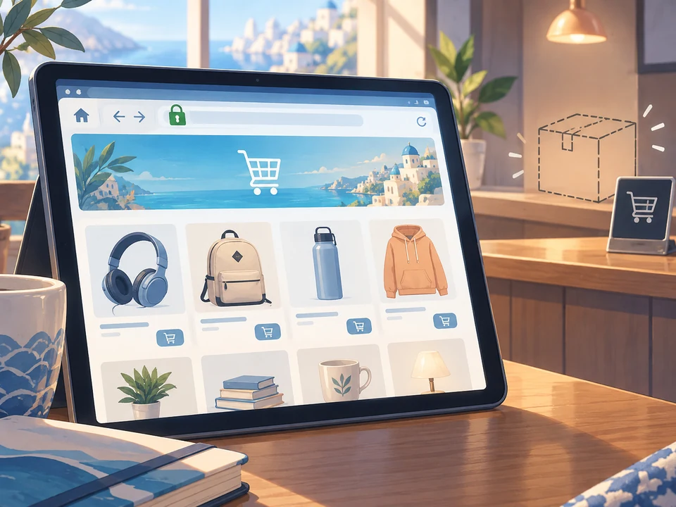 A store displays goods over a locked connection while delivery remains unresolved.