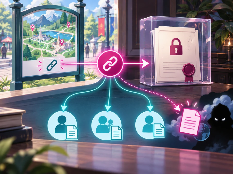 A public map and private draft share an outgoing link and several recipient paths.