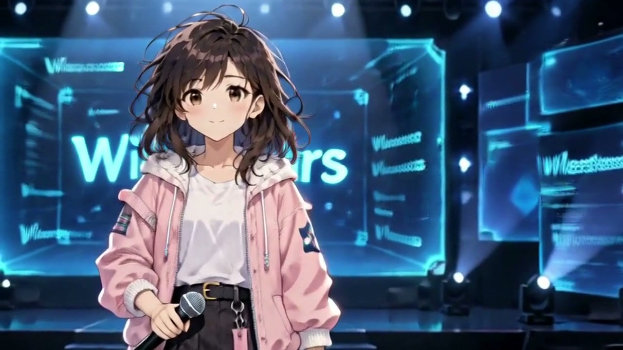 Before You Clickのステージに立つマナ。動画の実際の場面