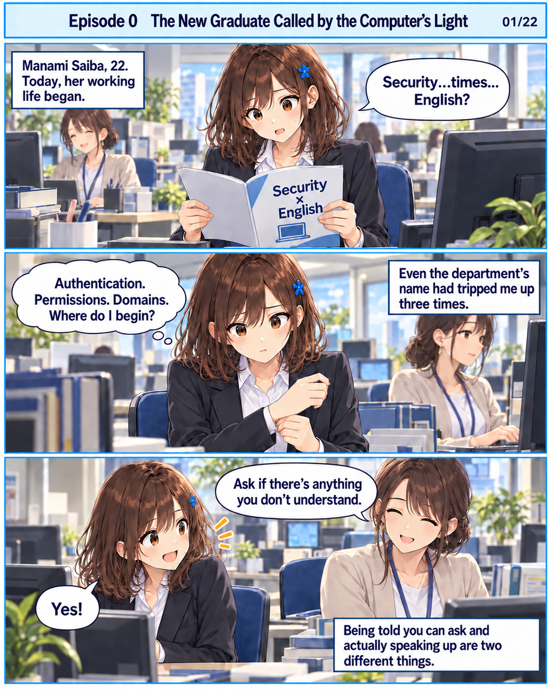 This episode in comic panels and speech bubbles