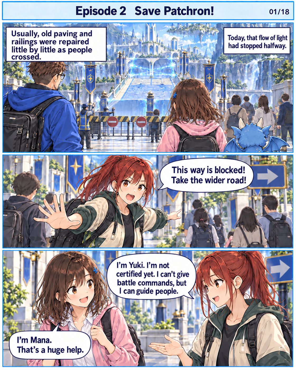 This episode in comic panels and speech bubbles